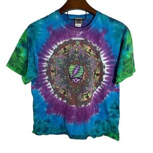 GRATEFUL DEAD Vintage Liquid Blue Tie Dye Short Sleeve‎ Green Blue Purple Large
